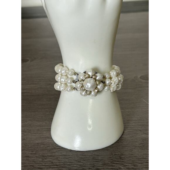 Cute Vintage Faux Pearl Multi Strand Bracelet. Measures 5.5” - Picture 1 of 6
